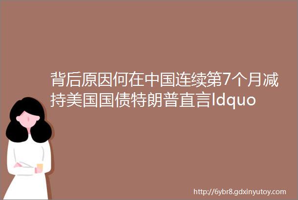 背后原因何在中国连续第7个月减持美国国债特朗普直言ldquo美元将不再是世界标准rdquo