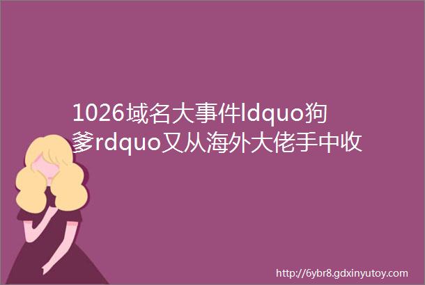 1026域名大事件ldquo狗爹rdquo又从海外大佬手中收购了大批域名麦当劳改名金拱门相关三拼一夜被秒两次