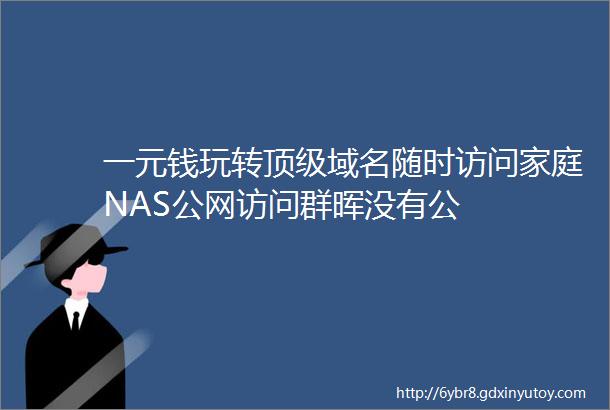 一元钱玩转顶级域名随时访问家庭NAS公网访问群晖没有公